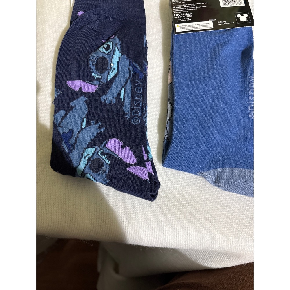 Disney Stitch Eeyore Crew Socks Size 9-13 Character Socks NWT Blue Purple - Picture 4 of 4